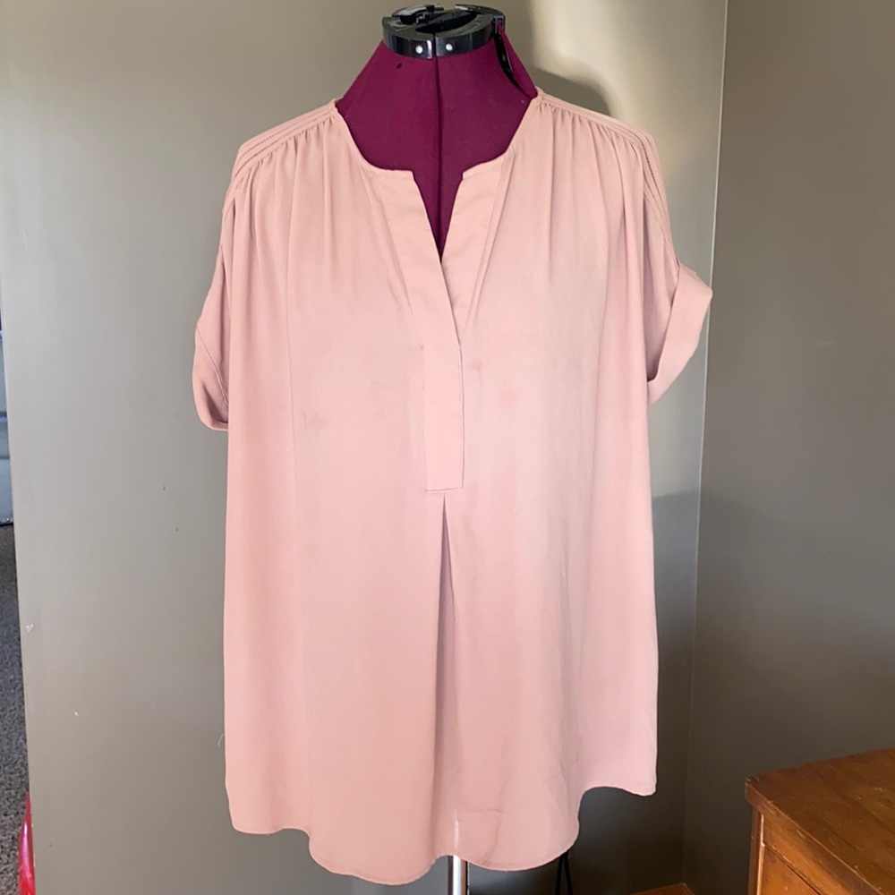 Charter Club Tan Roll Sleeve Blouse (Size L)